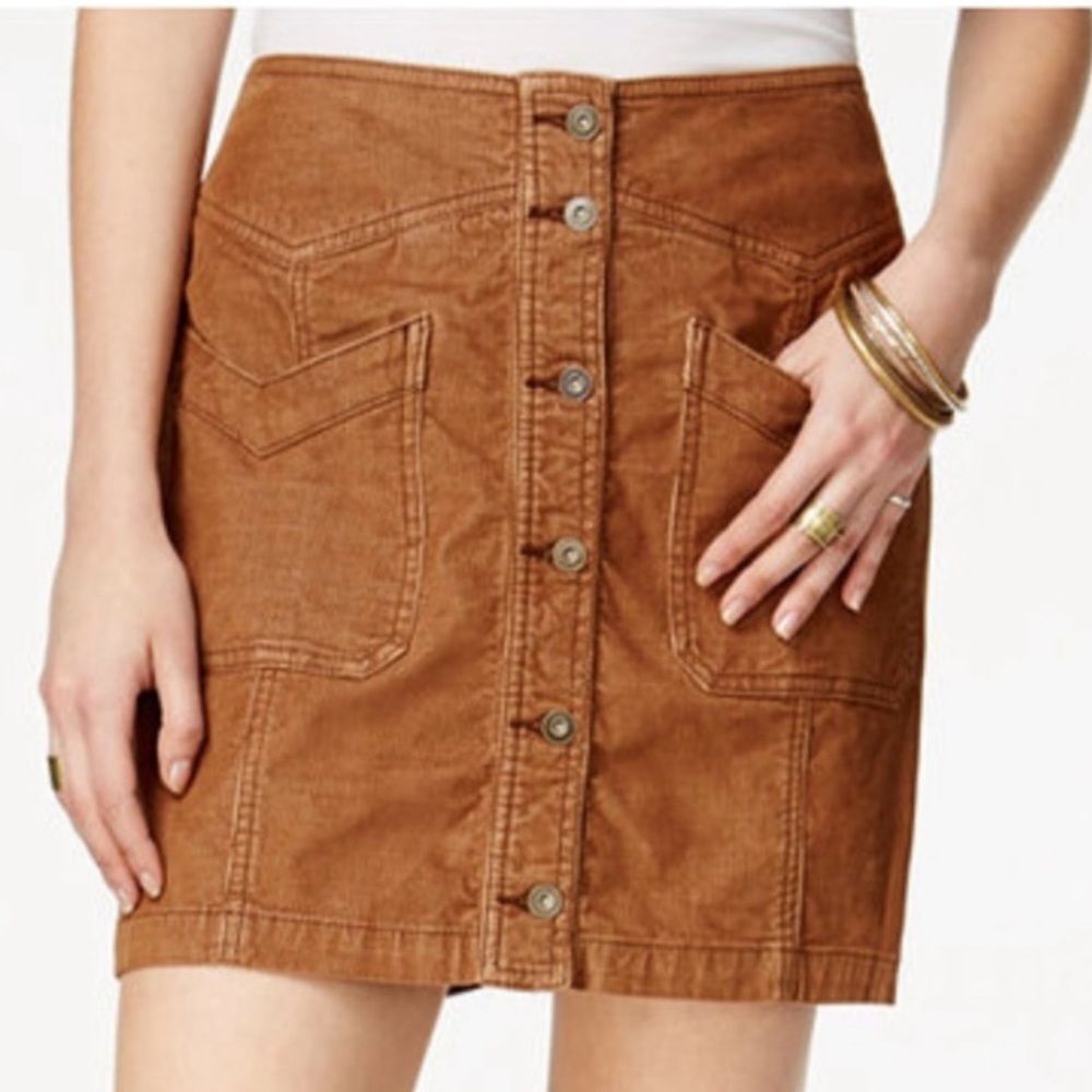Free People come a little closer coffee corduroy skit with pockets - Picture 1 of 6